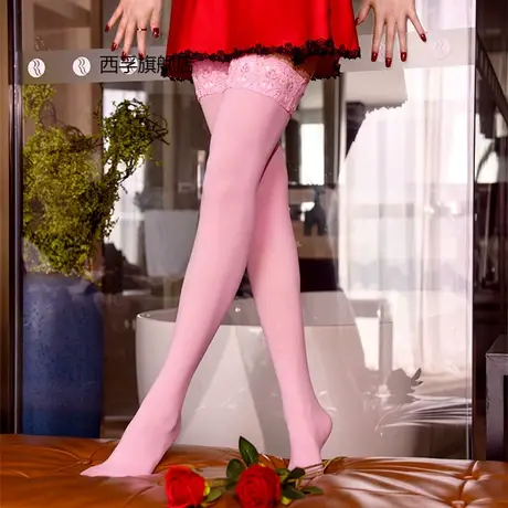 蕾丝大腿袜春秋款中厚肉色丝袜女性感显瘦过膝长筒袜天鹅绒高筒袜商品大图