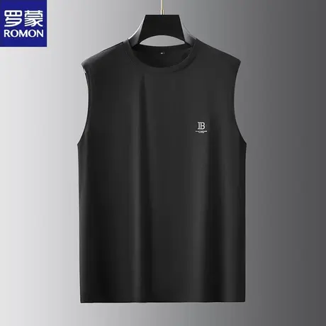 罗蒙夏季宽松休闲男士圆领背心男加肥加大码薄汗衫肥胖莫代尔t恤图片
