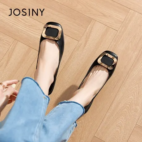 Josiny/卓诗尼玛丽珍女鞋2023秋季新款方扣粗跟气质职场工作单鞋商品大图