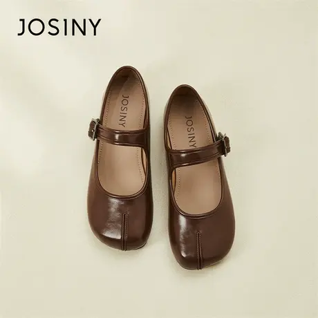 Josiny/卓诗尼玛丽珍鞋女2024新款春季软底镂空优雅一脚蹬小皮鞋商品大图