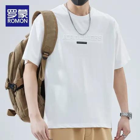 罗蒙夏季新款短袖T恤男士宽松潮牌ins百搭上衣服男装夏季透气凉爽图片
