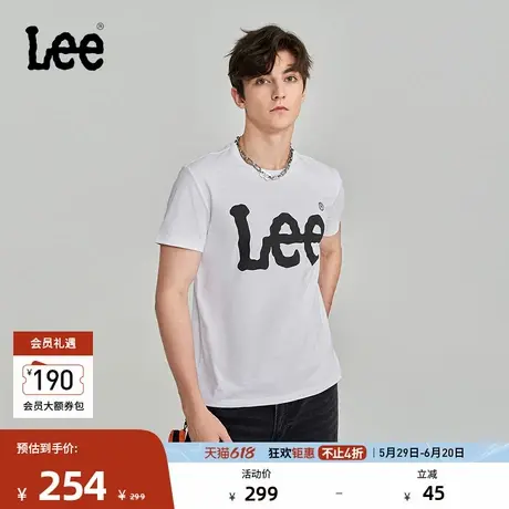 Lee商场同款春夏经典白色大Logo印花圆领男款短袖T恤LMT0065673RX商品大图