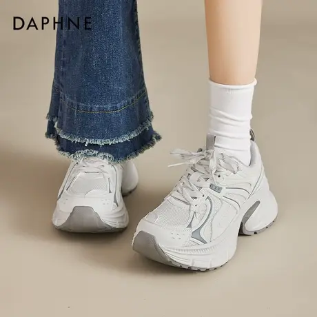 达芙妮厚底老爹鞋女配阔腿裤夏季网面鞋子2025新款流行增高休闲鞋商品大图