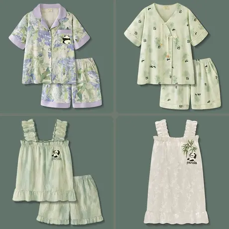 冰丝睡衣女款夏女士薄款短袖短裤套装夏季可爱高级感长袖家居服商品大图