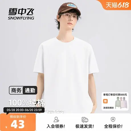 雪中飞短袖男t恤夏季2025新款上衣男士基础款百搭纯棉半袖体恤PC图片