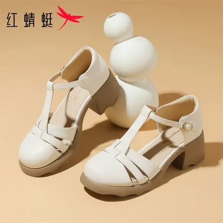 红蜻蜓真皮不累脚凉鞋女款2025新款夏季鞋子外穿凉皮鞋罗马鞋女鞋商品大图