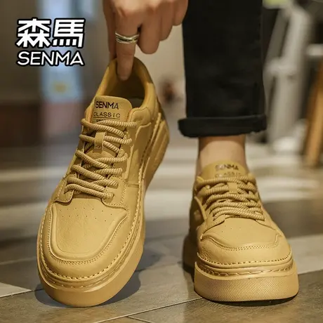 森马男鞋秋季高级感百搭休闲低帮板鞋青少年复古真皮运动软底皮鞋商品大图