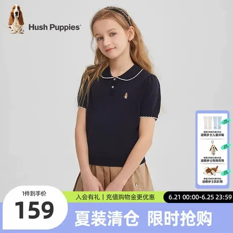 暇步士童装女童POLO衫2025夏季新款儿童休闲短袖上衣舒适时尚百搭图片