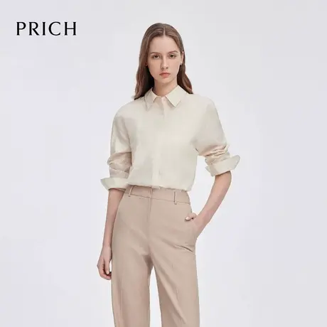【超能小太阳】PRICH时尚条纹修身衬衫2025新款翻领贴身显瘦上衣图片
