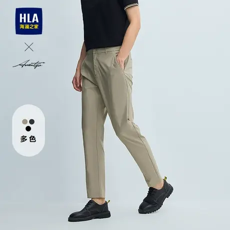 HLA/海澜之家商务时尚休闲裤25春夏季新款半松紧腰长裤子男工作裤商品大图