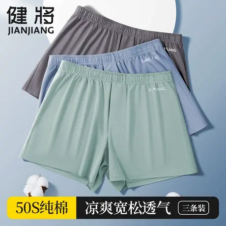 健将内裤男士纯棉阿罗裤四角居家短裤男款薄款宽松透气大码平角裤商品大图