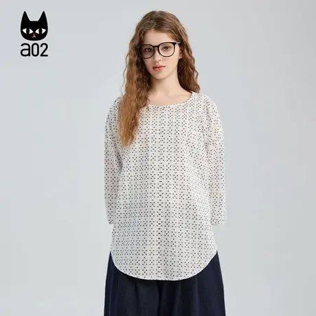 a02甜美风小花点镂空衬衫女2025新款秋季白色衬衣设计感秋装上衣商品大图