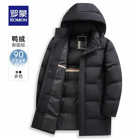 【牛奶丝+可拆卸帽】罗蒙男士中长款羽绒服2025冬季新款保暖外套图片