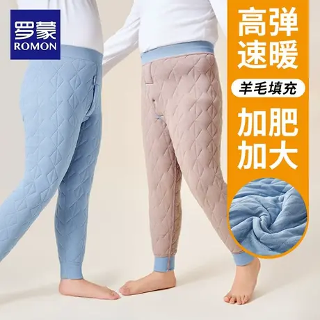 罗蒙加肥加大男女童保暖裤内穿中大童胖童加绒打底加厚儿童棉裤子商品大图
