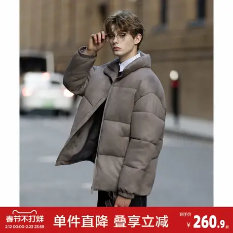 唐狮2026冬季短款棉衣男时尚设计感慵懒风美式复古字母立领厚外套图片