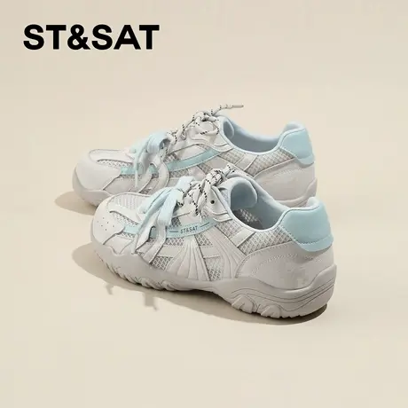 星期六厚底德训鞋女款2026新款春季网面透气运动鞋软底增高阿甘鞋商品大图