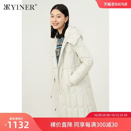YINER音儿女装2022冬季新款抽绳系带收腰连帽羽绒服商品大图