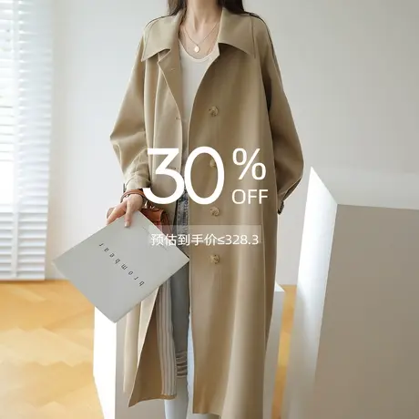 2023秋冬新款风衣女中长款韩版英伦风宽松外套女垂感洋气图片