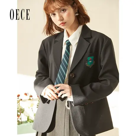 【买1送1】Oece复古气质小西装秋季新款女法式修身帅气西服商品大图