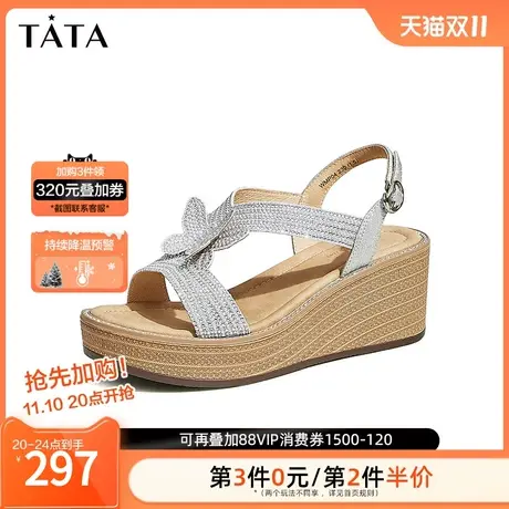 Tata他她休闲百搭坡跟凉鞋女经典时装凉鞋女2023夏季新款WMP04BL3商品大图