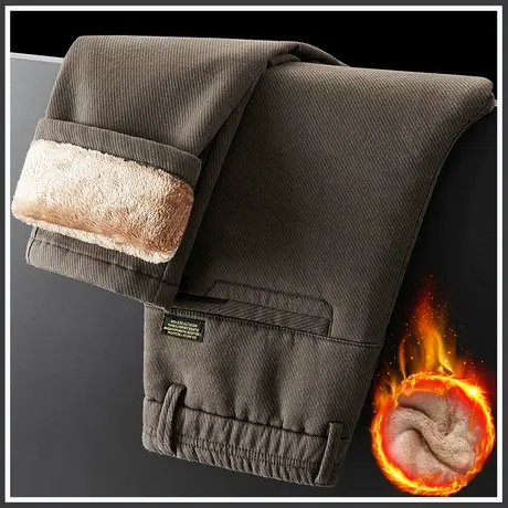 2023年新款防风防寒加绒保暖冬季休闲裤子秋冬款男士外穿加厚西裤商品大图