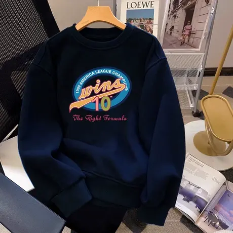 韩国bf慵懒风无帽卫衣女宽松大码ins秋冬加绒小个子百搭外套上衣商品大图