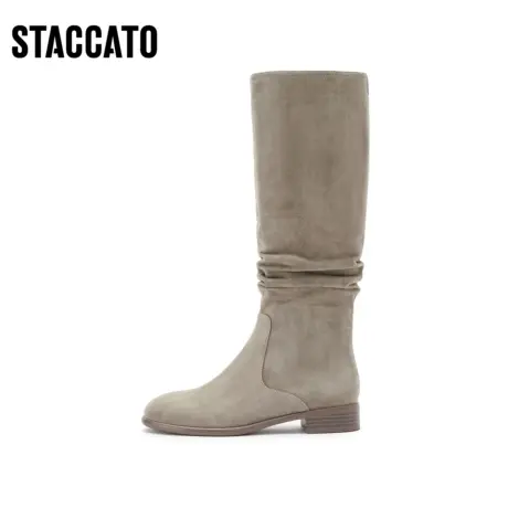 [定制小码34/大码40胖瘦脚]思加图冬长靴高筒女皮靴ESA02DG3A商品大图