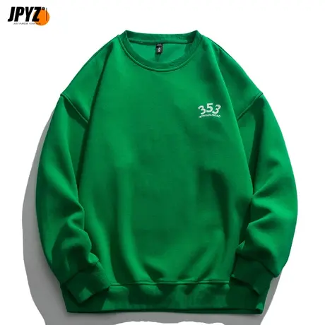 春秋新款圆领卫衣男士潮牌英文立体压花长袖无帽宽松外套男生上衣商品大图