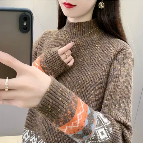 冬季复古半高领毛衣女秋冬2025新款爆款内搭打底针织衫上衣外穿商品大图