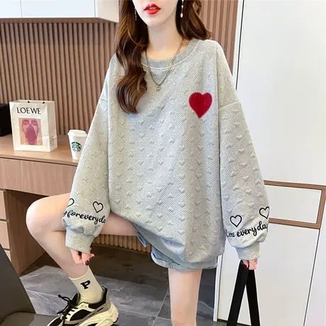 华夫格卫衣女春秋季韩版宽松设计感小众早春薄款奶fufu的上衣外套图片