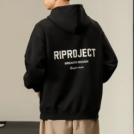 潮牌男装连帽摇粒绒厚款百搭休闲大码卫衣潮流宽松秋季男装卫衣商品大图