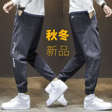 黑色拼接工装牛仔裤男士休闲裤子男裤2024年新款春季春秋款青少年商品大图