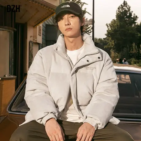 男生美式麂皮绒棉服男款冬季潮牌男装2024新款防风立领棉衣外套潮商品大图