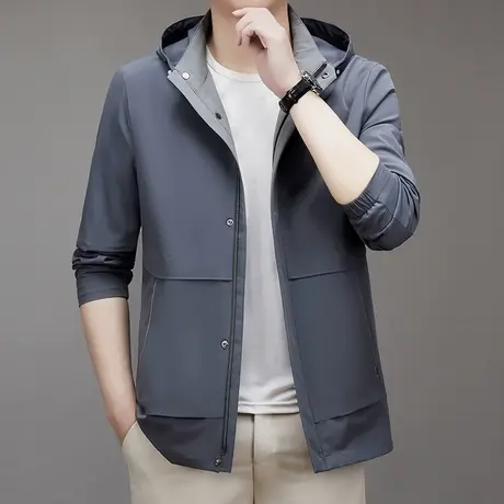 春秋冲锋衣外套男士新款防风夹克中青年潮高端牛奶丝夹克衫上衣服商品大图