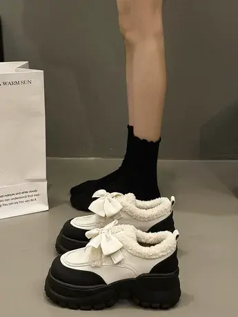 厚底单鞋女春秋2023新款时尚百搭小个子松糕女鞋黑色英伦风小皮鞋商品大图