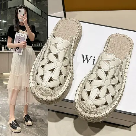 外穿拖鞋女孕妇凉拖一脚蹬夏季时尚休闲渔夫凉鞋百搭包头半拖软底商品大图