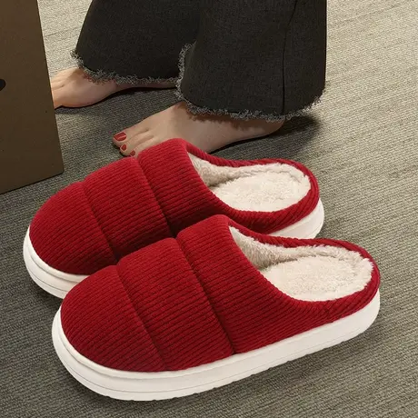棉拖鞋女秋冬季毛毛绒室内家居2023新款保暖防滑厚底加绒家用棉拖商品大图