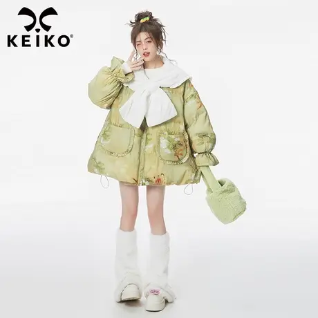 KEIKO 新中式水墨印花棉衣棉服女2023冬季中国风廓形保暖棉袄外套图片
