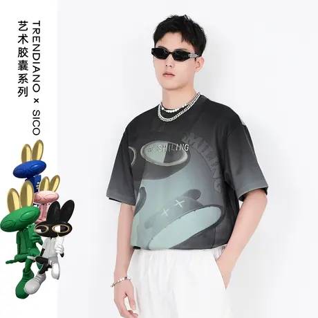 TRENDIANO 艺术胶囊系列时尚印花潮流圆领短袖t恤男商品大图