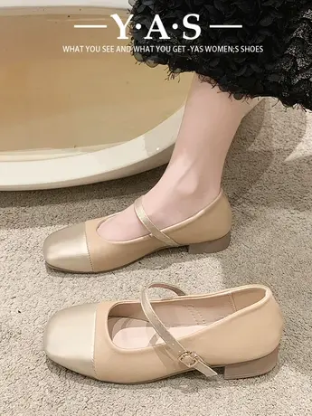 玛丽珍鞋女春季金色单鞋粗跟小皮鞋2024年新款配裙子晚晚风温柔鞋商品大图