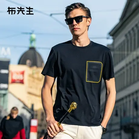 MrBu布先生口袋圆领短袖男t恤2024新款韩风男士半袖上衣ET15139图片