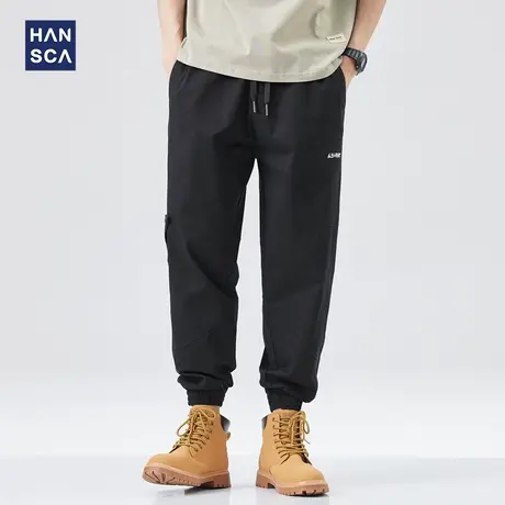 hansca夏季薄款机能工装裤男宽松大码复古潮流束脚运动哈伦长裤子商品大图