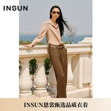 INSUN恩裳夏季三醋酸垂坠质感大翻袋衬衫商品大图