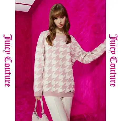 Juicy Couture橘滋初秋冬新款温婉减龄牌千鸟格毛衣外套商品大图