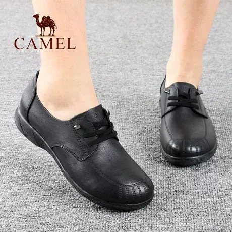 Camel/骆驼女鞋春夏季款真头层牛皮中年舒适中跟休闲软妈妈单鞋子图片