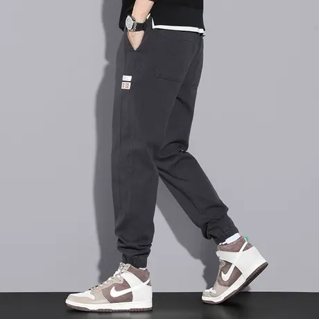 长裤子男士运动休闲裤秋季宽松抽绳九分小脚束脚灰色卫裤潮流百搭商品大图