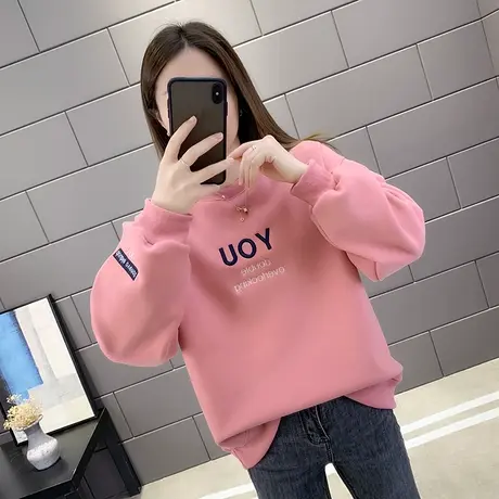 卫衣女加绒加厚冬2021年新款女士设计感小众ins慵懒风外套厚秋冬商品大图