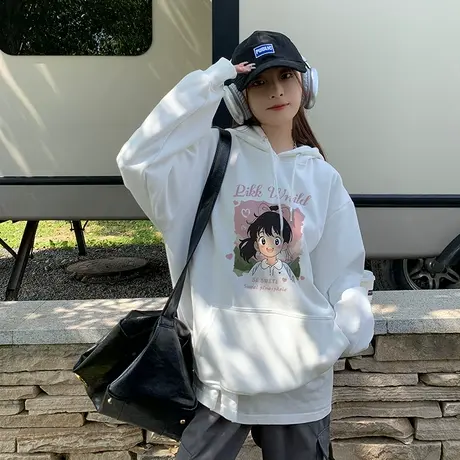 连帽卫衣女2023新款爆款美式慵懒宽松外套多巴胺秋冬穿搭上衣秋冬商品大图