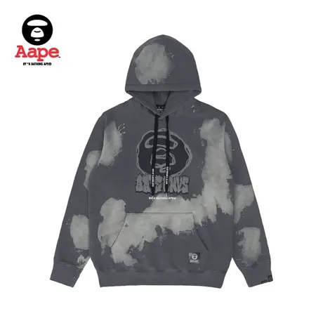 Aape旗舰店男装秋冬嘻哈猿颜印花扎染涂鸦抽绳连帽卫衣3945XXJ图片