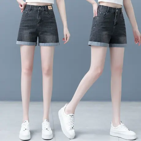 夏季胖mm牛仔短裤女高腰2023新款韩版宽松显瘦百搭卷边a字阔腿裤图片